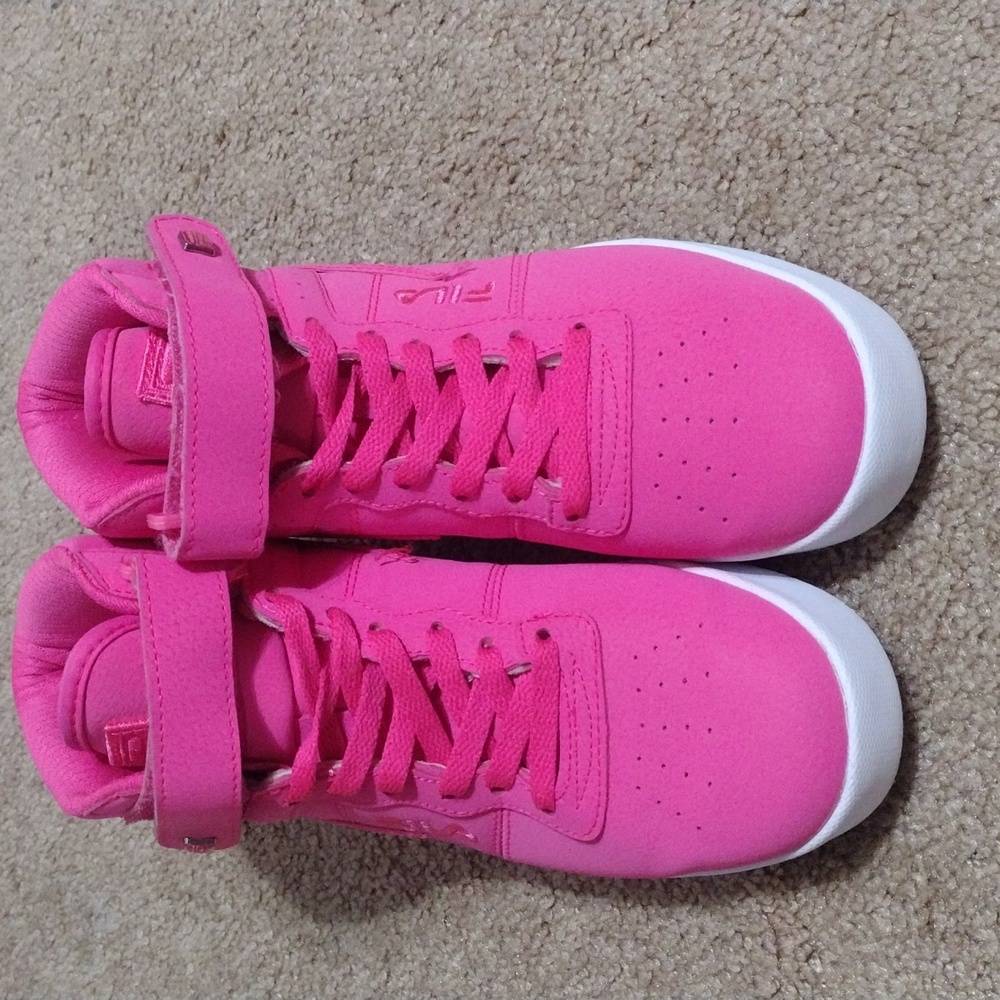 Pink fila women high top sneakers